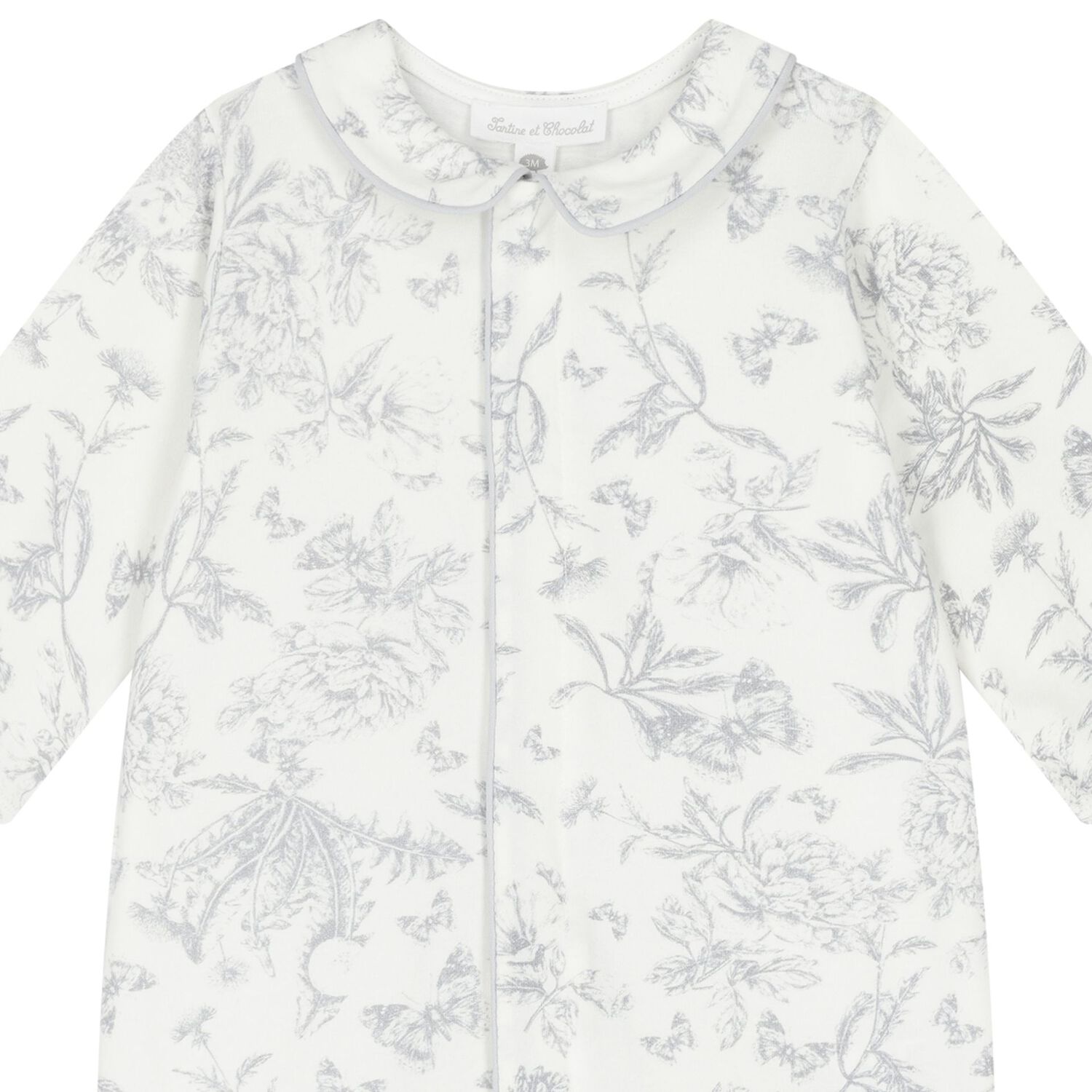 Ivory & Grey Toile De Jouy Babygrow, 1, hi-res image number null