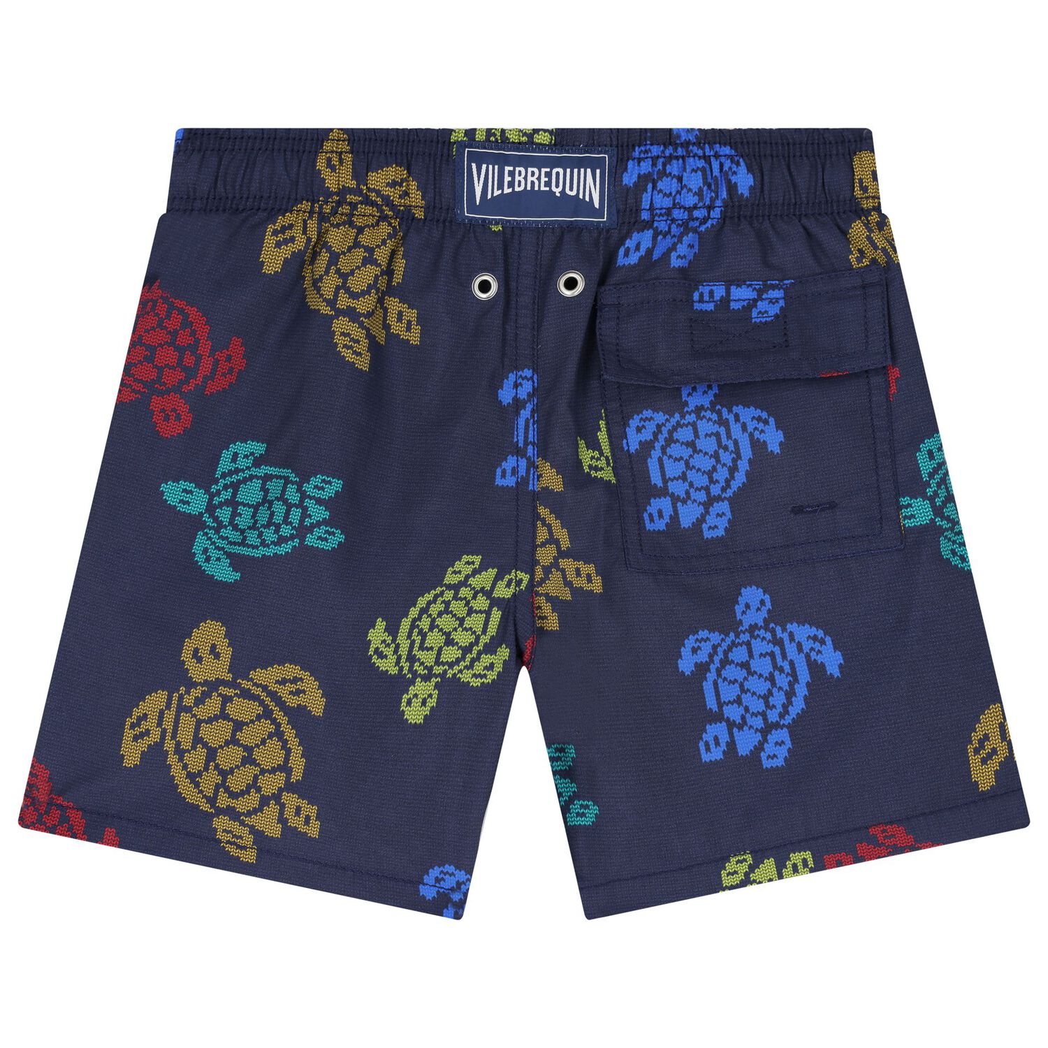 Boys Navy Blue Turtle Swim Shorts, 1, hi-res image number null