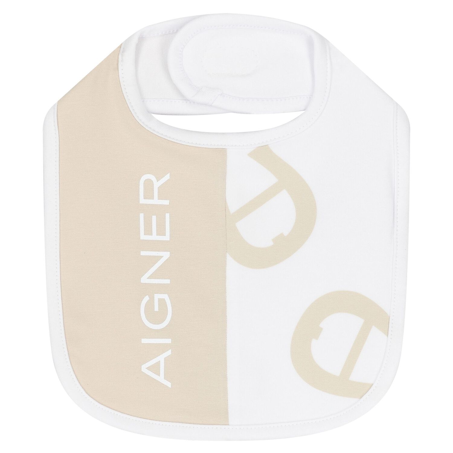 طقم هدايا ملابس أطفال وقبعة ومريلة بشعار باللونين البيج والأبيض, 1, hi-res