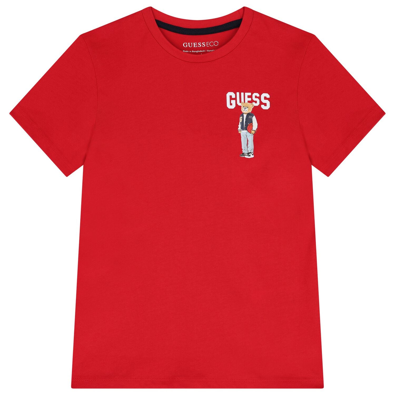 Boys Red Teddy Bear Logo T-Shirt, 3, hi-res