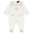 Ivory & Gold Logo Babygrow, 2, hi-res