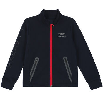Boys Navy Logo Zip Up Top