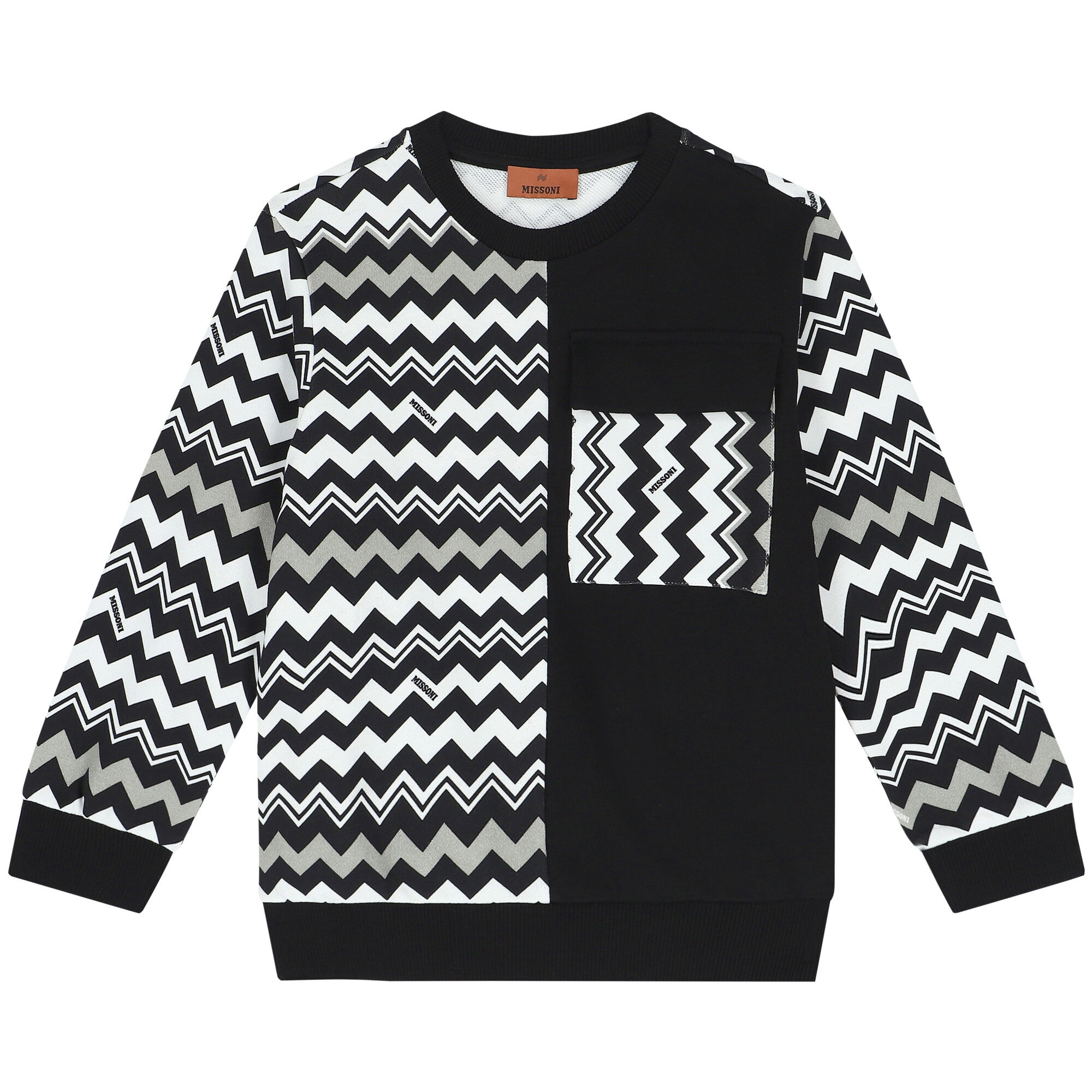 Missoni Kids Boys Black White Zigzag Sweatshirt Junior Couture