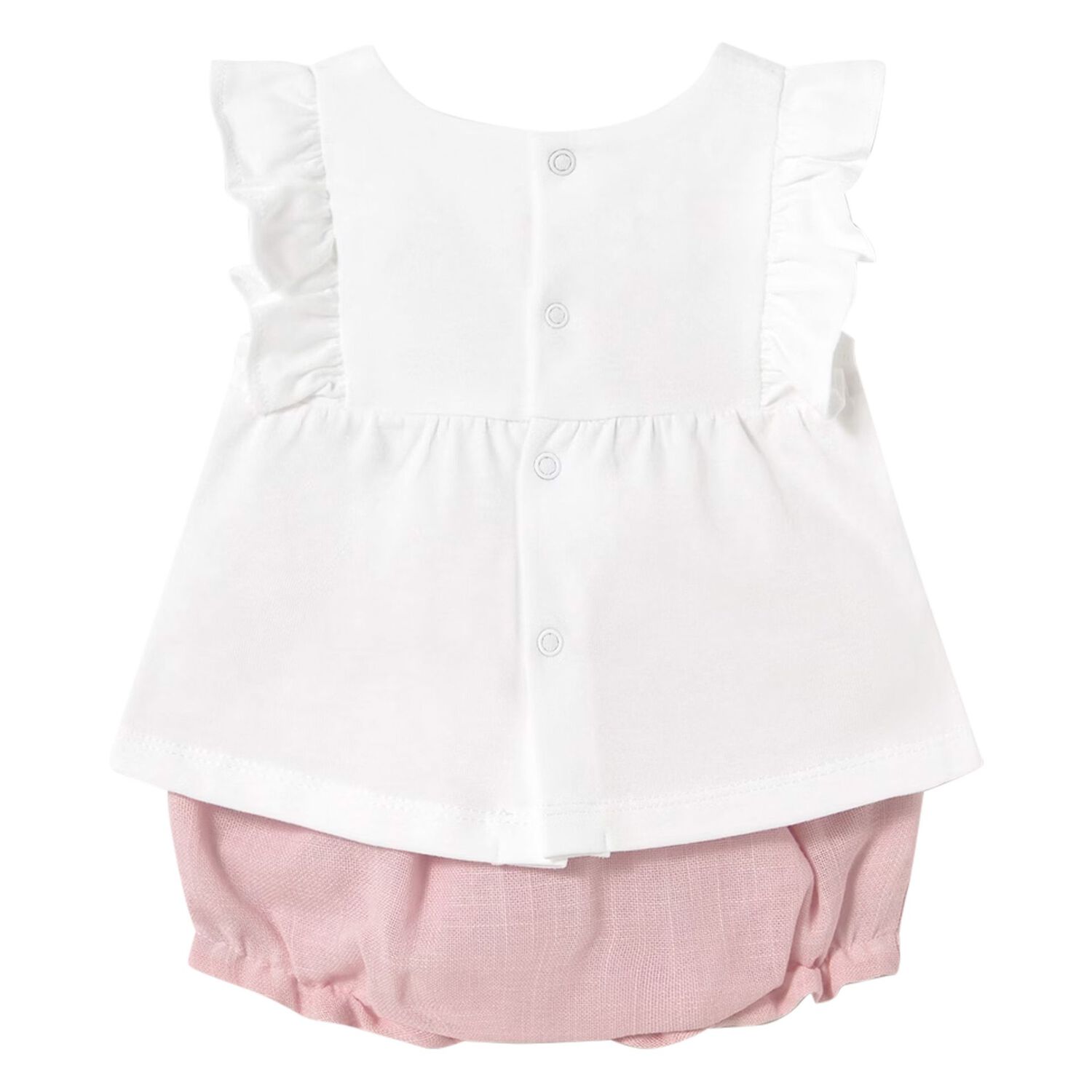 Baby Girls White & Pink Shorts Set, 1, hi-res