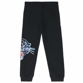 Boys Black Printed Sweatpants