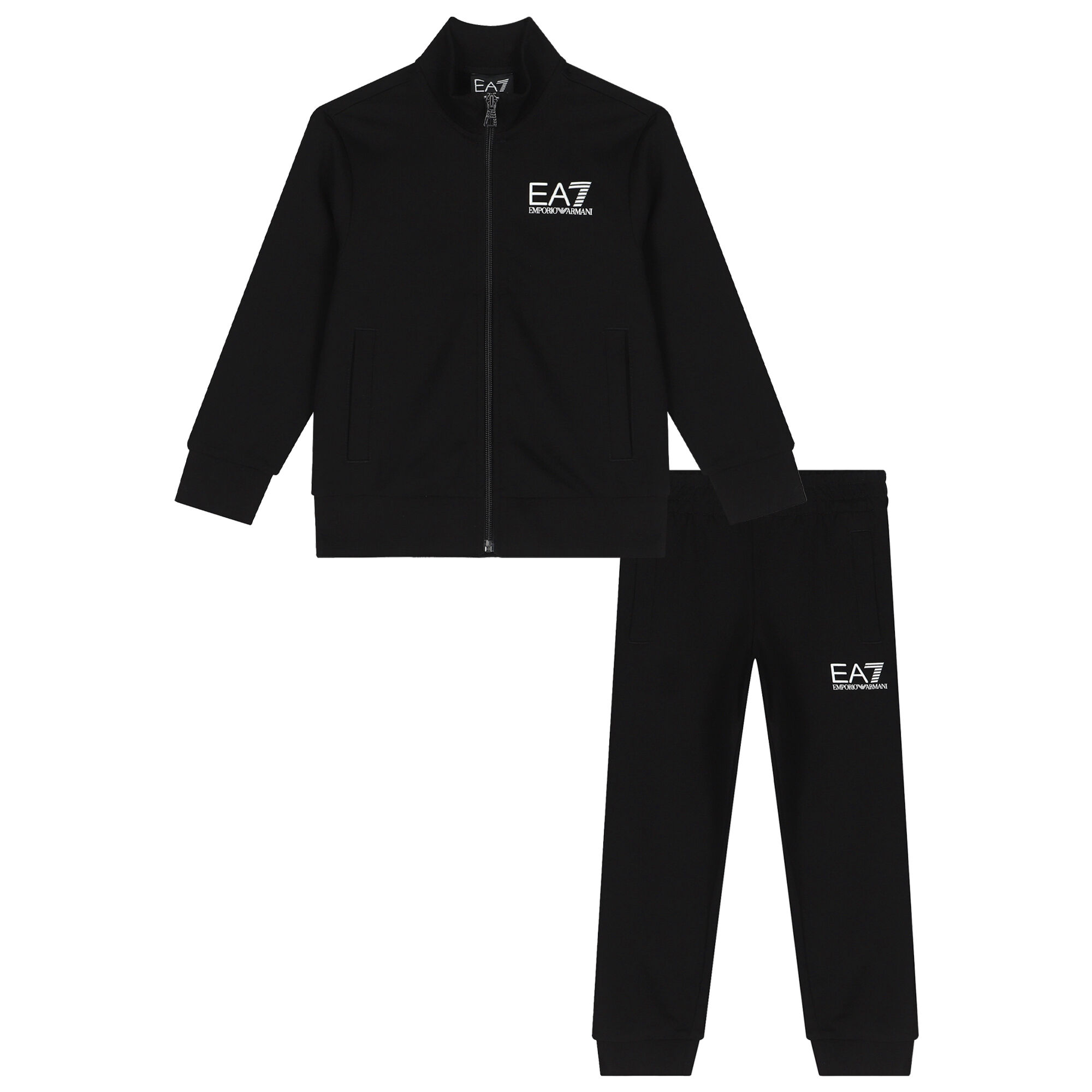 EA7 Emporio Armani Boys Black Logo Tracksuit Junior Couture