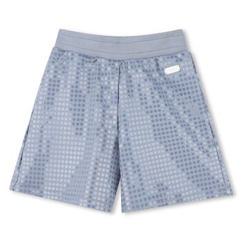 Girls Blue Logo Sequin Shorts