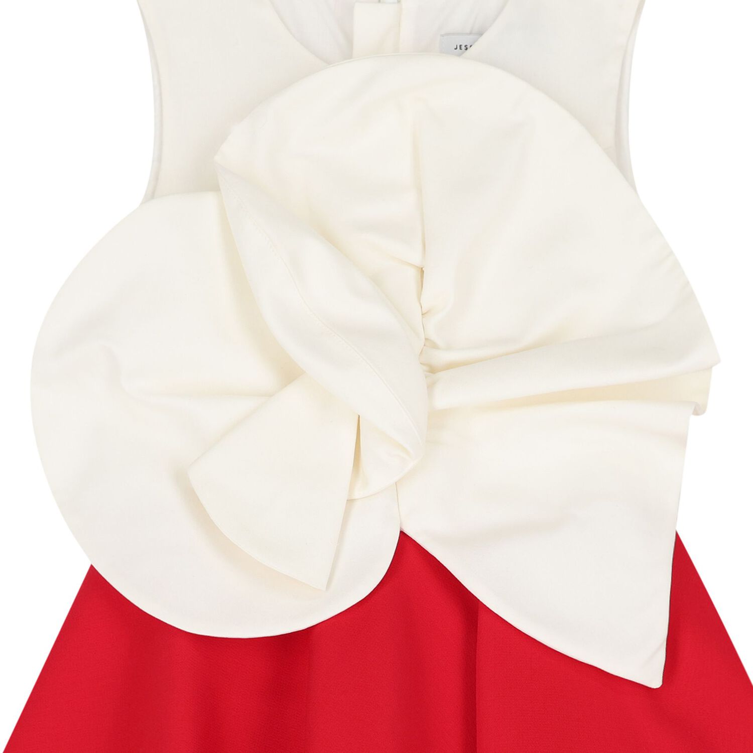 Girls Ivory and Red Floral Applique Dress, 1, hi-res