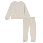 Girls Beige Bow Tracksuit, 1, hi-res