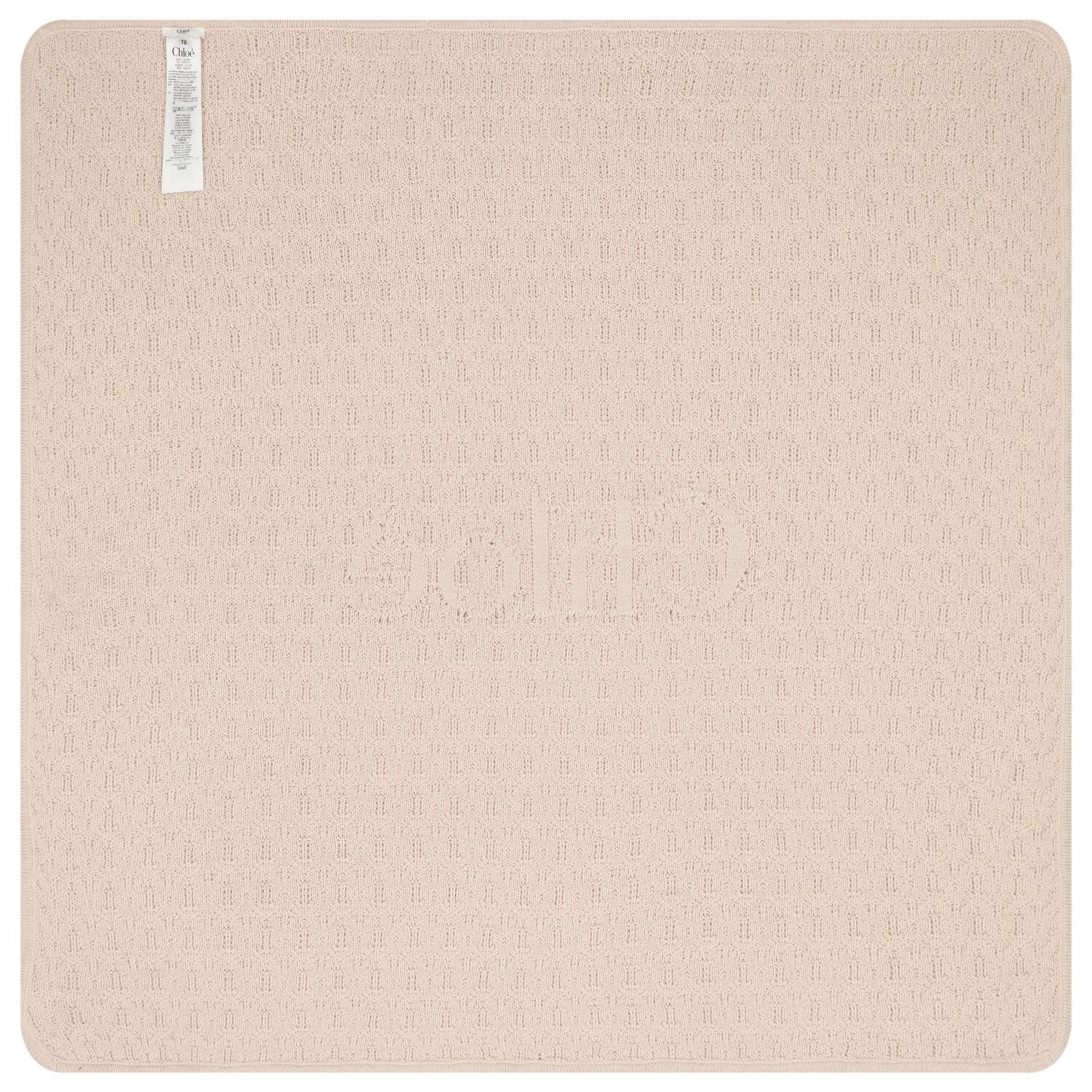 Beige Knit Logo Baby Blanket , 1, hi-res