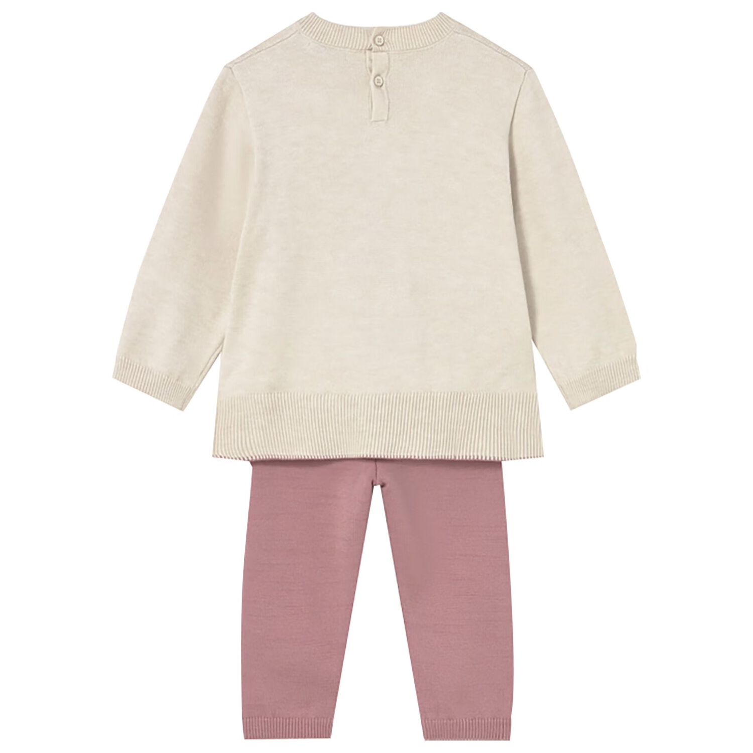 Younger Girls Beige & Pink Teddy Bear Trousers Set, 1, hi-res image number null