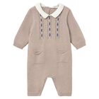 Baby Boys Beige Knitted Romper, 1, hi-res