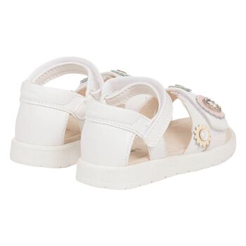 Younger Girls Ivory Flower Sandals