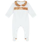 White & Beige Logo Babygrow Set, 1, hi-res