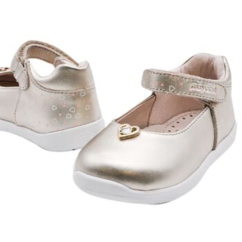 Younger Girls Gold Heart Shoes