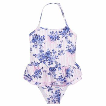 Younger Girls pink & Blue Floral Swimsuit