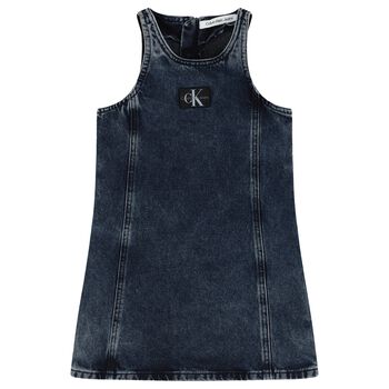 Girls Blue Logo Denim Dress