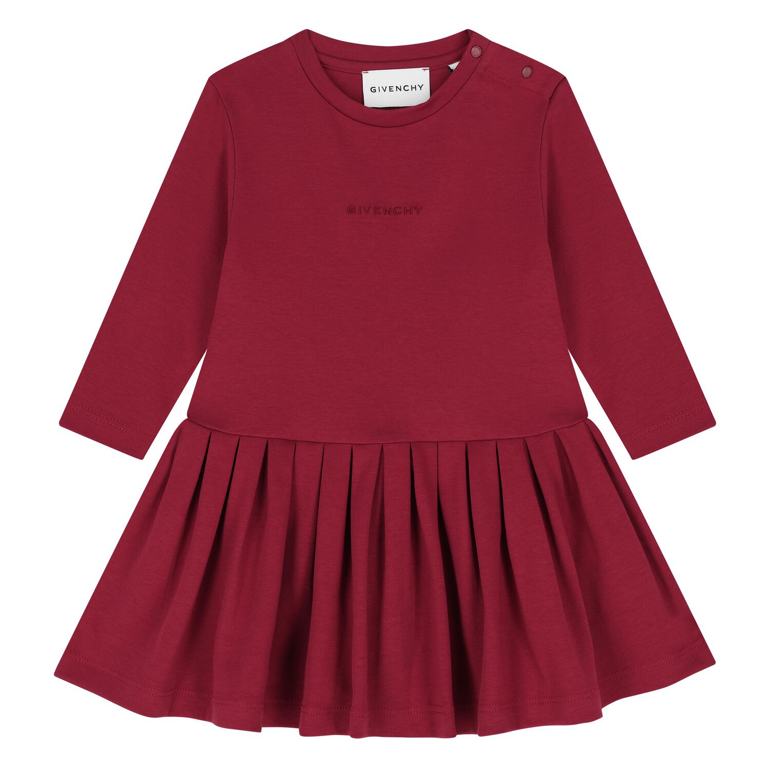 Younger Girls Red Pleated Logo Dress, 1, hi-res