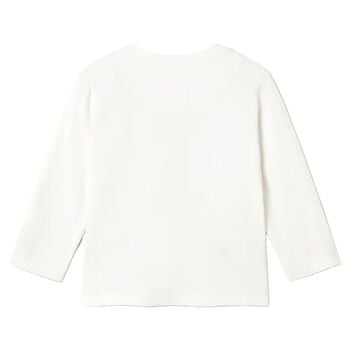 Younger Boys White Slogan Long Sleeve Top