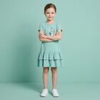 Girls Green Butterflies Logo Dress, 2, hi-res