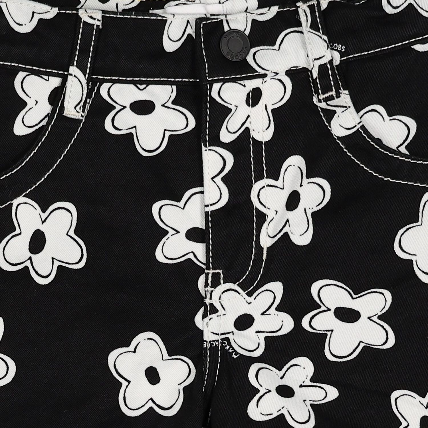 Girls Black Flower Shorts, 1, hi-res