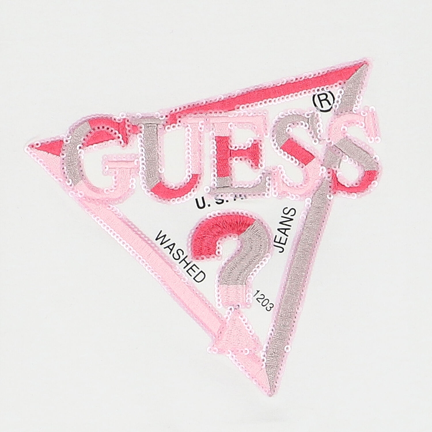 توب بنات بأكمام بالشعار باللون الأبيض, 1, hi-res