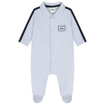 Baby Boys Blue Logo Babygrow
