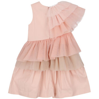 Girls Pink Tulle Ruffle Dress