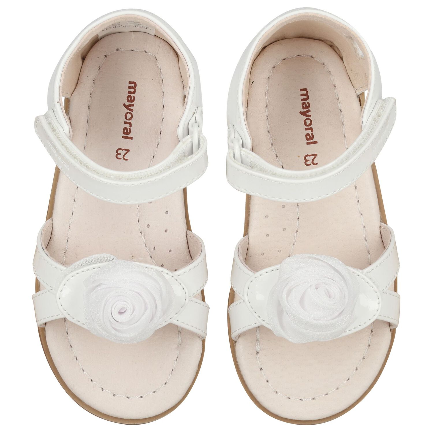 Younger Girls White Logo Flower Sandals , 1, hi-res