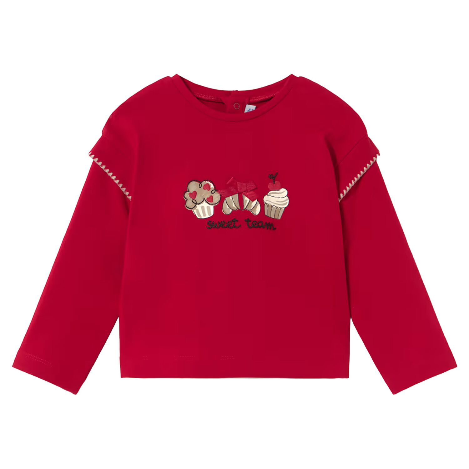 Younger Girls Red Pastry Long Sleeve Top, 1, hi-res