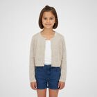 Girls Beige Knitted Cardigan, 1, hi-res