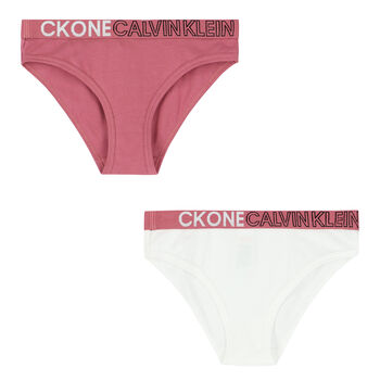 Girls Pink & White Bikini Brief (2-Pack)