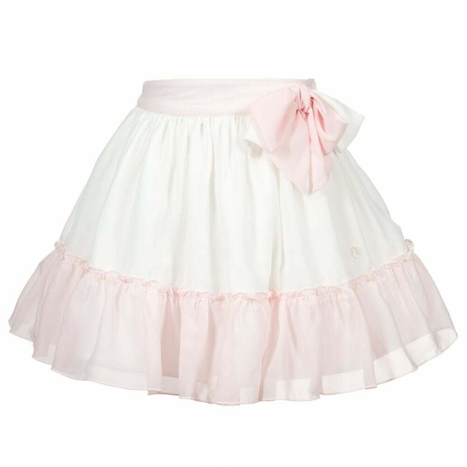 Girls Ivory & Pink  Chiffon Skirt, 1, hi-res image number null