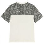 Boys Ivory & Grey Logo T-Shirt, 1, hi-res