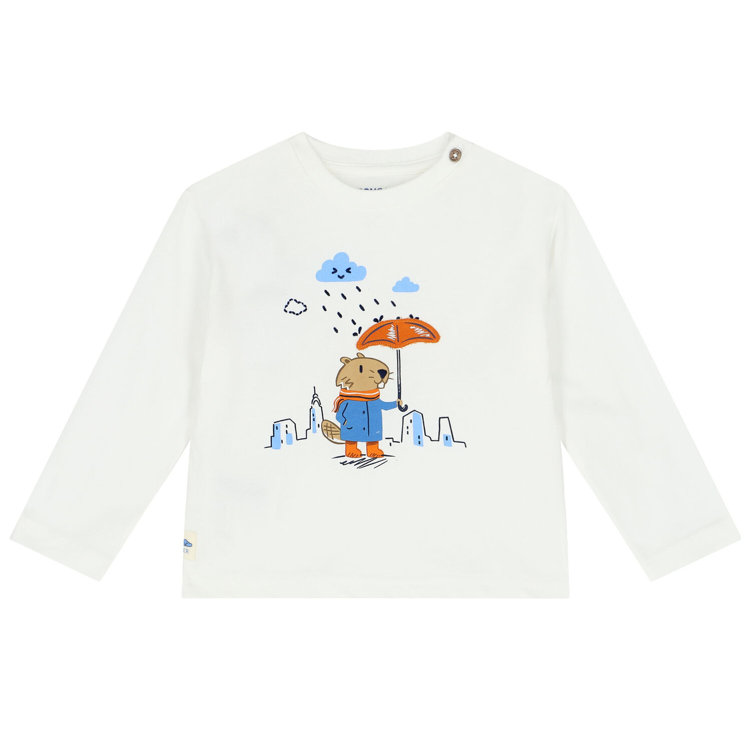 Younger Boys Ivory Squirrel Long Sleeve Top, 1, hi-res