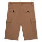 Boys Beige Logo Shorts, 1, hi-res