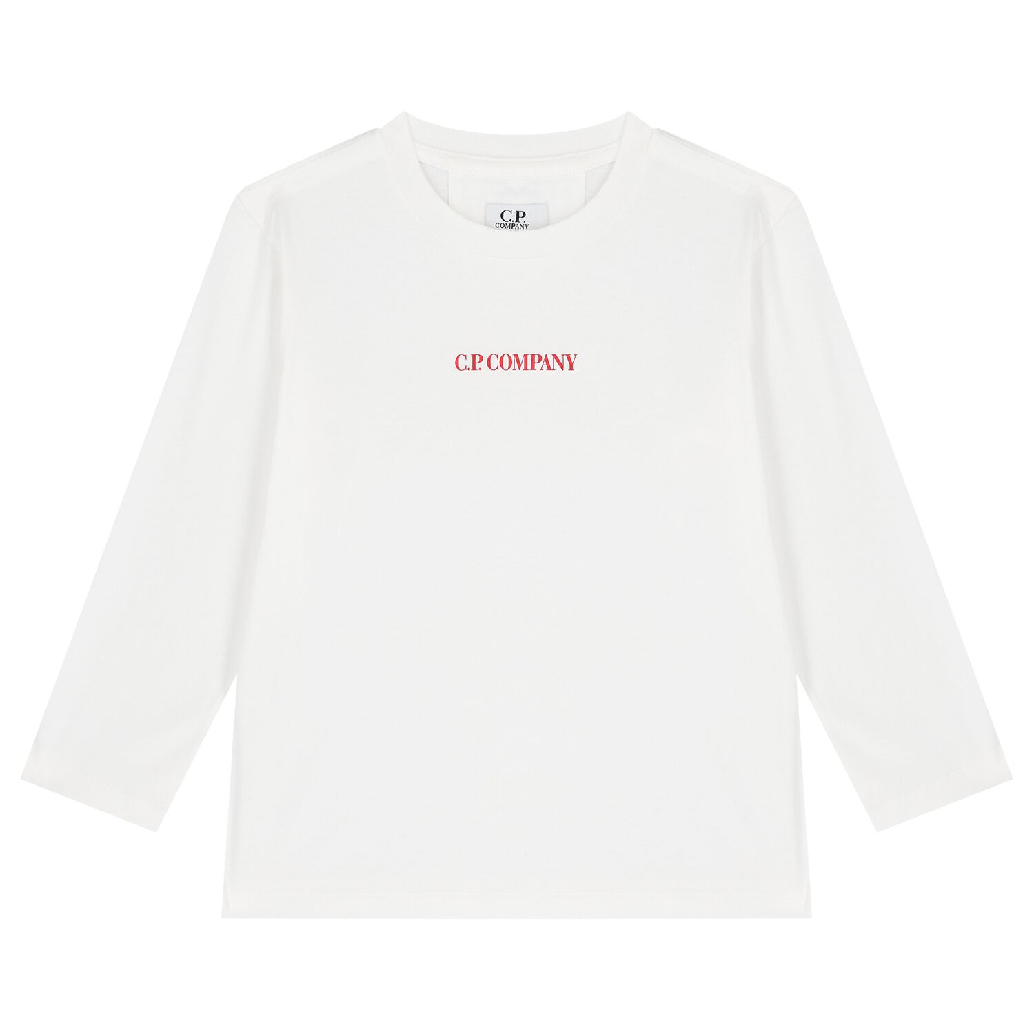 Boys White Logo Long Sleeve Top , 1, hi-res