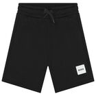 Boys Black Logo Shorts, 2, hi-res