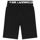 Boys Black Logo Shorts, 1, hi-res