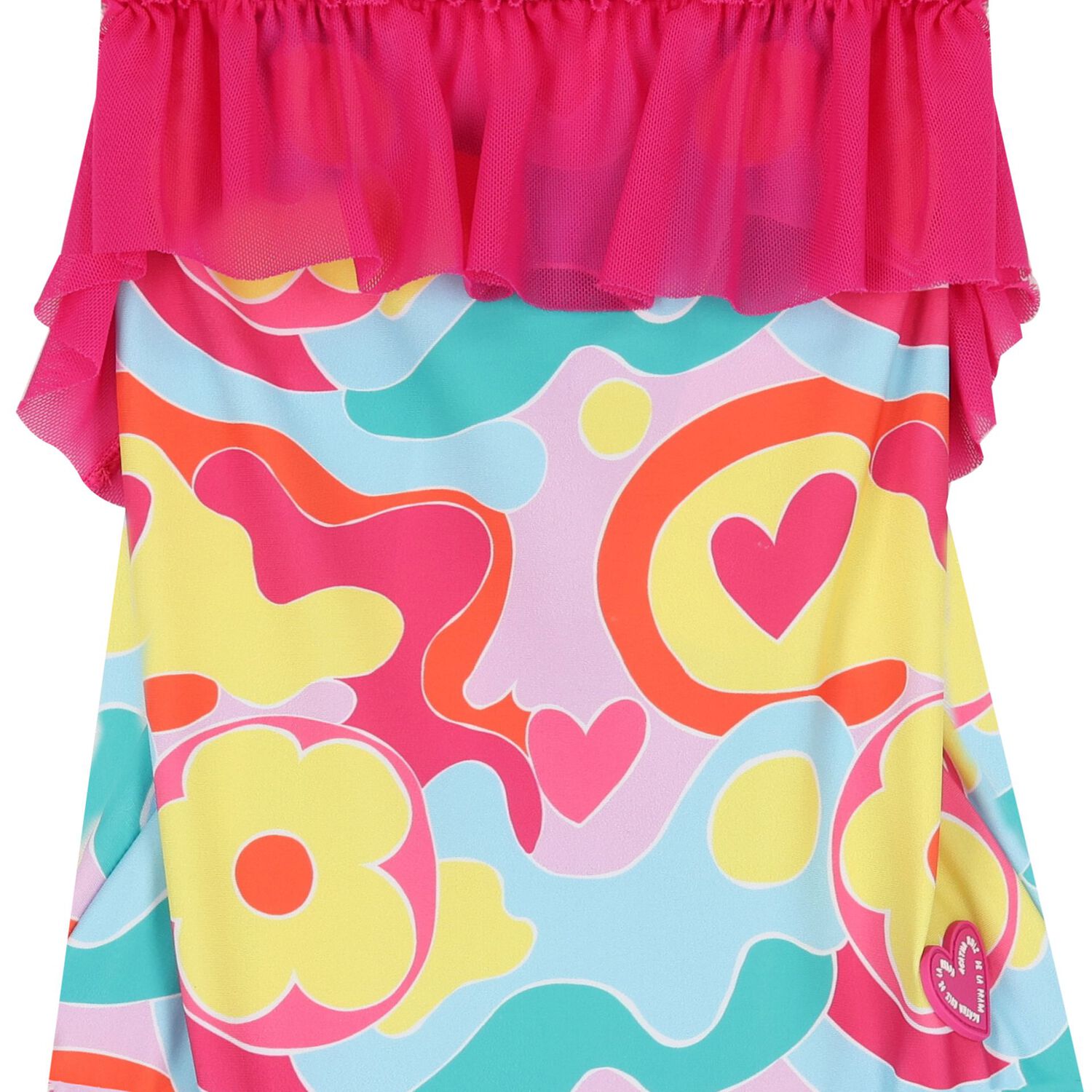 Girls Pink Flower Swimsuit, 1, hi-res