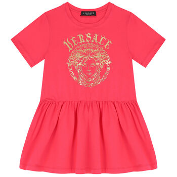 Girls Pink Medusa Logo Dress