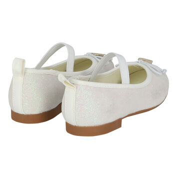 Girls White Glitter Shoes