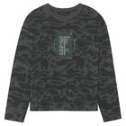 Boys Grey & Green Camouflage Long Sleeve Top, 1, hi-res