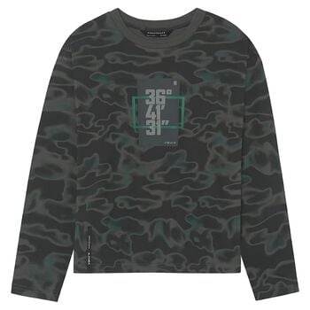 Boys Grey & Green Camouflage Long Sleeve Top