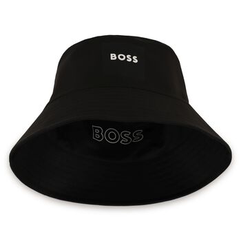 Boys Black Logo Reversible Hat