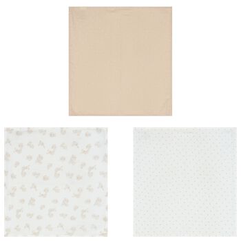 White & Beige Muslin Swaddles (3-Pack)