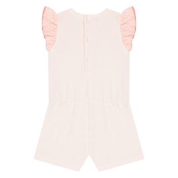 Baby Girls Ivory & Pink Logo Romper