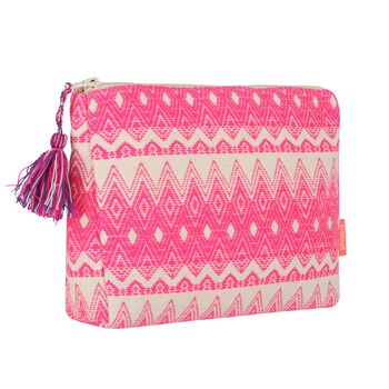 Girls Pink & Ivory Jacquard Wash Bag