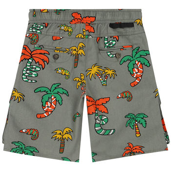 Boys Khaki Printed Shorts