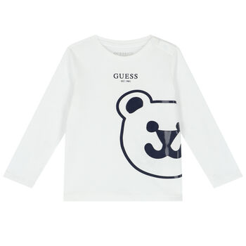 Baby Boys White Teddy Bear Long Sleeve Top